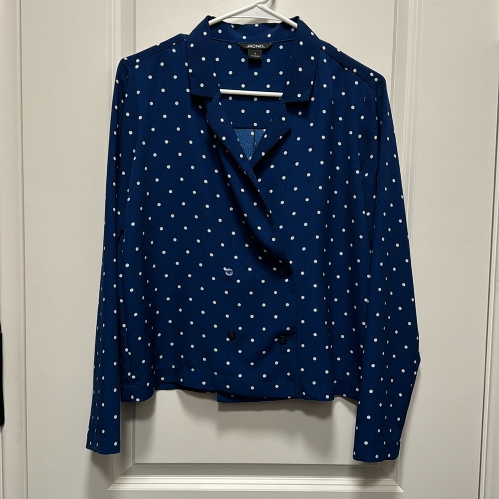 Monki Polka Dotted Blouse or Blazer - Blue / Navy